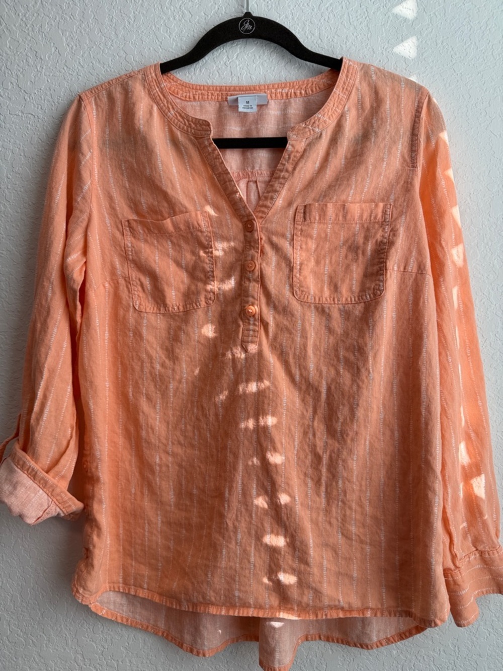 Liz Claiborne Linen Blend Button-Front Tunic Top